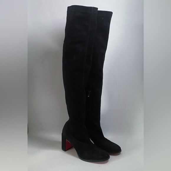 Christian Louboutin Black Stretchadoxa Botta Alta Suede Boots size 37 - Picture 4 of 16